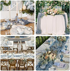 Sioloc 5 Pack Dusty Blue Cheesecloth Table Runner 120'' x 35'',Spring Easter Decor Soft Gauze Boho Wedding Table Decor for 10ft Table Birthday Party,Baby Shower, Bridal Shower, Home & Event Decor - Image 5