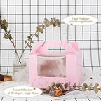 EUSOAR Cupcake Treats Gift Boxes, 5.9" x 5.9" x 4.3" 50Pcs Cupcake Carrier Boxes with insert and Display Window, Bakery Wrapping Party Favor Pastry Packing Take-Out Muffin Carry Boxes Container - Image 5