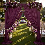 10ft×12ft Wrinkle Free Burgundy Backdrop Curtain for Wedding Parties, 2 Panels 5×12ft Long Soft Silky Polyester Backdrop Drapes Maroon Photo Back Drop Cloth for Birthday Photography Background - Image 5