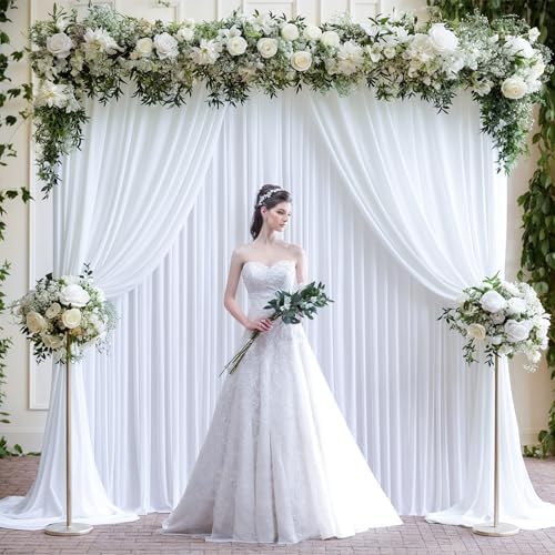 30x10ft White Backdrop Curtain for Wedding Parties Wrinkle Free Fabric White Drapes Backdrop Decoration for Baby Shower Birthday Photography Decoration 6 Panels, 5ft x 10ft - Image 3