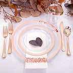 YOUBET 175PCS Rose Gold Plastic Plates - Clear Plastic Plates Disposable with Rose Gold Rim includes 50 Plates, 25Forks, 25Knives, 25Spoons, 25Cups, 25Napkins for Party & Wedding - Image 5