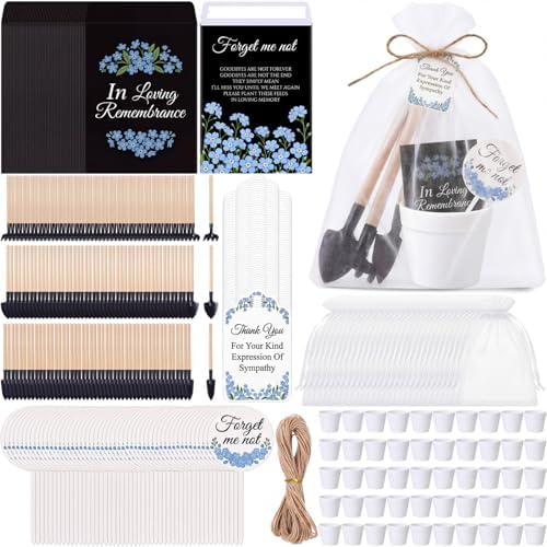 Amyhill 50 Sets Forget Me Not Funeral Favors for Guests Bulk by Amyhill