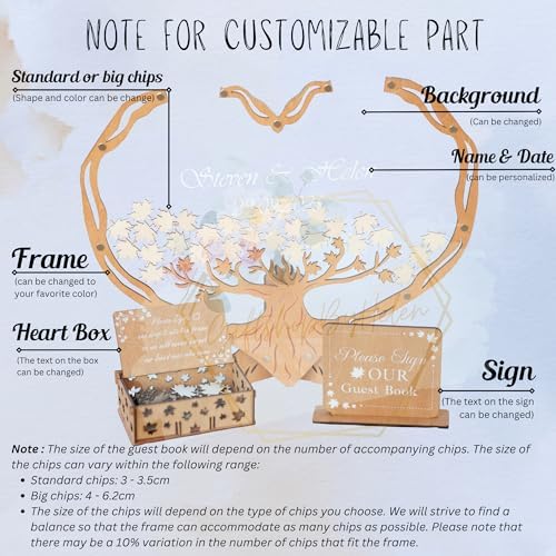 Wedding Guest Book Alternative, Heart Wooden Tree Rustic Boho Keepsake - Image 6