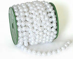 Krismile 22 yards 10mm Large crystal Faux Pearls Beads String By the Roll for Party Garland flowers Wedding Baby Shower Centerpieces Bridal DIY Decoration KRS030 (White) - Image 2