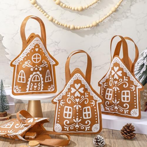 Silkfly 48 Pcs Gingerbread Christmas Tote Bags Non-Woven Party Favors - Image 2