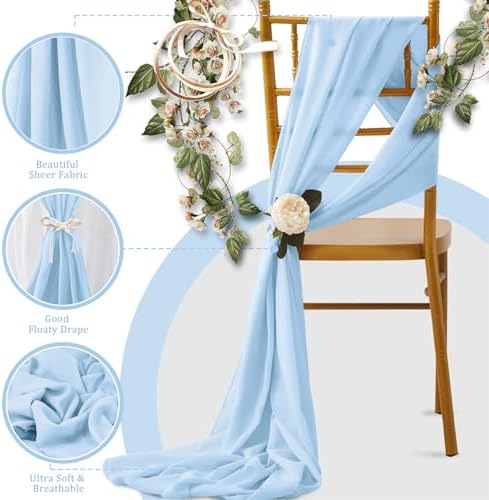 Horbaunal 12 Pack Baby Blue Chiffon Table Runners 10FT, 29x120 Inches - Image 4