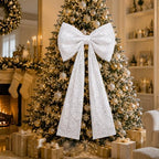 PartyPosh Oversized White Velvet Sequin Bow 51"x25" - Image 6