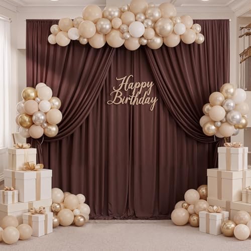 40ft x 10ft Wrinkle Free Brown Backdrop Curtains for Parties, 8 Panels 5x10ft Thick Fabric Backdrop Drapes for Wedding Party Background Birthday Decoration - Image 5