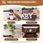 GiftAmaz Brown Wooden Baby Shower Crate Closet, Personalized Baby Basket - Image 6