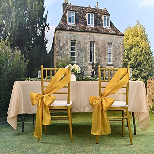 60 Pcs Gold Chair Sashes Satin Chair Bows Sashes for Party, Hotel, Wedding, Reception, Restaurant Event Decoration (7 x 108 inch) - Image 7