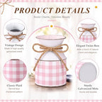 Domensi 6 Pcs Farmhouse Metal Flower Vase, Pink Gingham Table Centerpiece - Image 3