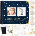 Book Keepsake, Baby Memory Book From Pre-Birth to 5th Year, with 2 Photo Pockets, Milestone Stickers, Hand/Footprint Inkpad, Baby Album and Baby Book for Girls or Boys (Dark Navy) by BLUSHYBABY
