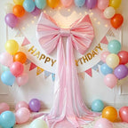 Large Pink Bow Birthday Decorations, 32'' x 71'' Big Bow Themed Backdrop Room Wall Decor Wedding Engagement Bachelorette Baby Shower Bridal Christmas Tree Decoration (Large) - Image 5