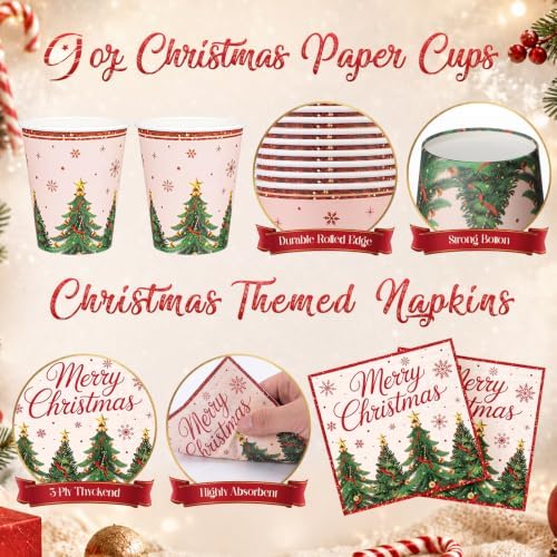 Honeydak 210 Pcs Christmas Plates and Napkins Party Supplies - Image 5