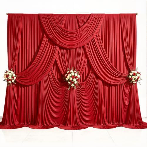 20ft x 10ft Red Backdrop Curtains, 4 Panels Red Drapes for Backdrop - Image 4