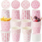 Roshtia 60 Pack Pink Bow Ice Cream Cups, 16 oz Disposable Cute Bowknot Paper Bowls with Lids, Pink Bow Dessert Bowl Snack Cup for Hot or Cold Baby Shower Birthday Mothers Day Tea Party Favor Supplies by Roshtia