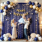 20x10FT Navy Blue Wrinkle Free Backdrop Curtains with Lights String for Parties - Photo Curtain Backdrop with Lights for Wedding Decorations, Bridal Baby Shower Birthday Party Photography Background - Image 6