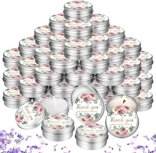 MTLEE 50 Pcs Wedding Candles Gift Favors for Guests 1 oz, Pink Rose by MTLEE