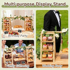 Wooden Cupcake Stand, Foldable 3 Tier Cupcake Display Stand, Walnut Brown - Image 6