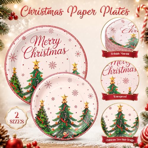 Honeydak 210 Pcs Christmas Plates and Napkins Party Supplies - Image 4