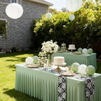 Wish Care 2 Pack Sage Green Spandex Table Clothes for 6 Foot Rectangle Tables, 6FT Wrinkle Free Fitted Tablecloths Ruffles Design Table Cloth for Party, Banquet, Wedding and Events - Image 5