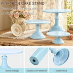 3 PCS Blue Round Cake Stand Set, Multi Size Metal Cupcake Holders Stand for Birthday Wedding Banquets, Pastry Display Holders for Holiday Party Dessert Display Table Decor (8"/10"/12" Plate) - Image 5