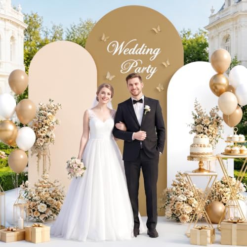 Set of 3 Wedding Arch Cover Brown Arches Backdrop Cover 6FT 5FT 4FT Spandex Backdrop Covers for Balloon Arch Stands Chiara Arched Covers Stretchy Backdrops for Baby Shower Graduation Party Decor - Image 3