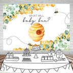 Mocsicka Greenery Bee Gender Reveal Backdrop What Will Baby Bee Background Honeycomb Bee Gender Reveal Party Decorations Banner Photo Studio Props (10x8ft) - Image 2