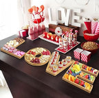 4 Pack Larger Bamboo Solid Serving Platter, 15.5'' Love Serving Trays, Charcuterie Serving Boards Snack Food Cake Cookies Platter for Anniversary Wedding Baby Shower Birthday Party Decoration - Image 5