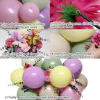 Green Pink Purple Balloon Arch Double Stuffed Pink Yellow Sand White Balloon Garland with Bionic Flower Leaf Butterfly Stickers for Spring Birthday Garden Wildflower Baby Shower Easter Party Decor - Image 5