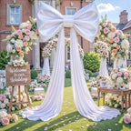 Big White Bow Backdrop Large White Bow Decor Gift Bows Birthday Decorations 48x24x120 Inches Giant Bow Birthday Party Backdrop for Wedding Baby Shower Photography Coquette Room Decor - Image 2