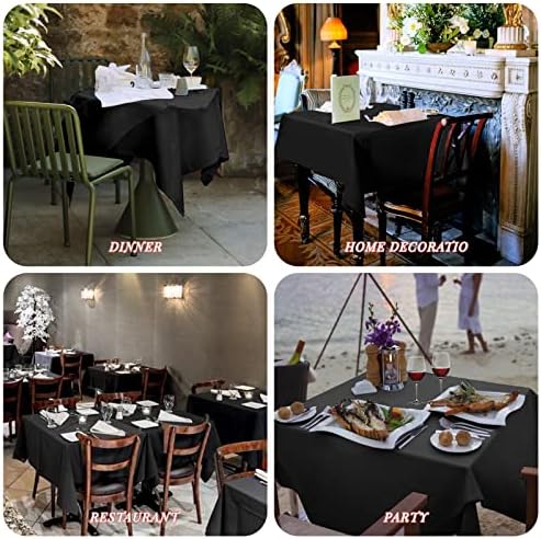 Showgeous 52x52 Inch Black Square Tablecloths, Polyester Table Covers - Image 6