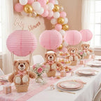 Sosation 6 Sets Hot Air Balloon with Bear Stick Glue Gun, Pink - Image 4