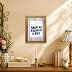 Snug As A Bug In A Rug Wall Art Cute Kids Quote Wall Decor Picture Preppy Pink Blue Striped Nursery Sign Poster Canvas Painting Print for Bedroom Playroom 24x16 inch Gold Framed - Image 5