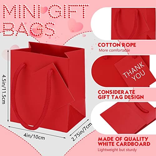 Sherr 100 Pcs Red Mini Paper Gift Bags with Handles, White Tags - Image 3