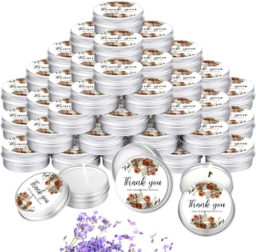 MTLEE 50 Pcs Wedding Candles Gift Favors for Guests 1 oz, Terracotta Floral by MTLEE