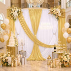 10ft×10ft Wedding Backdrop Curtain-White Drapes n Gold Sequin Curtains - Image 3
