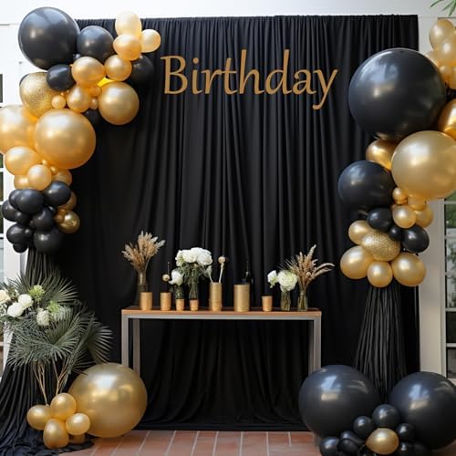40ftx8ft Wrinkle Free Black Backdrop Curtains for Parties, 8 Panels 5×8ft Soft Silky Polyester Drapes for Backdrop Decor Party Graduation Halloween Wedding Photo Photograhy Stage Background Curtain - Image 3