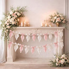 2pcs White Pink Bow Garland Banner 82.7 inch, Satin Ribbon Bow Decorations for Birthday Bachelorette Engagement Wedding Party and Anniversary Decor by DISECUM