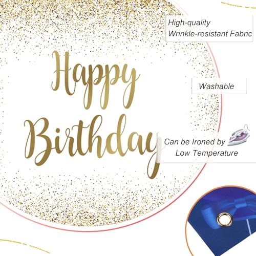 10x8ft Black and Gold Decoration for Adult Kids Birthday Party, Glitter Golden Bokeh Backdrop Banner Happy Birthday Background Sign Poster Party Photography Supplies Cake Table Decoration - Image 5