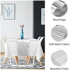 MASHAN 16Pack Disposable Plastic Tablecloths and Satin Table Runner Set White and Silver Dot Tablecloth Silver Satin Table Runner for Wedding Birthday Baby Shower Christmas New Year Party Decorations - Image 3