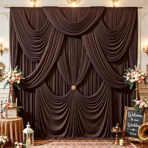 10ft x 10ft Brown Backdrop Curtains, 2 Panels Brown Drapes for Backdrop - Image 3