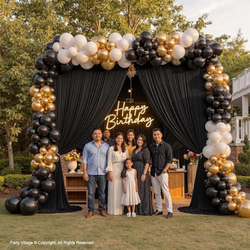50x12 ft Black Backdrop Curtains for Weddings Party, Birthdays, Halloween - Image 3