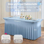 6 Pack Dusty Blue Spandex Tablecloths for 6 Foot Rectangle Tables, Wrinkle Free Stretchy Table Cloths 6ft Fitted Table Cover DeskSkirt for Weddings Birthday Party Banquet Baby Shower - Image 6