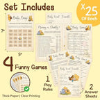 WOODAMORE Winnie Baby Shower Games Boy - Pooh Baby Shower Bingo Cards for 25 Guests, Word Scramble Favors, Guess Who Mommy Or Daddy Game Ideas for Party Decorations (Pack of 2) - Image 2