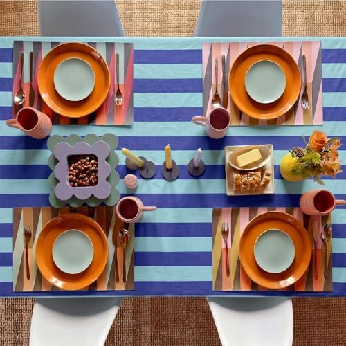 Tudomro Striped Tablecloth, Rectangle, Cobalt, Sky Blue, 52'' X 70'' - Image 7