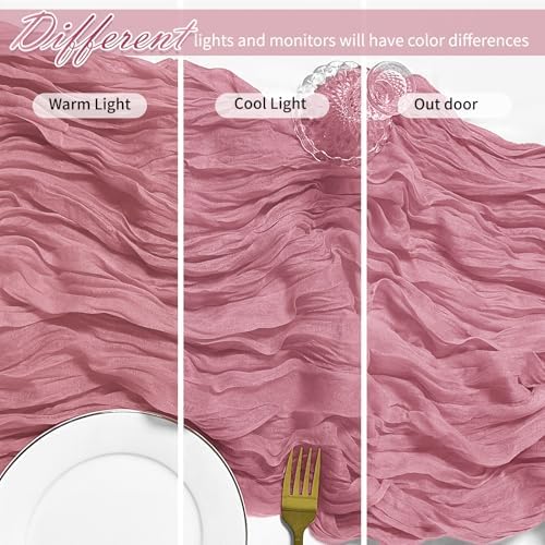 25 Pack Dusty Rose Cheesecloth Table Runner 17 x 108 Inch Gauze Table Runner Fabric Semi Sheer Cheese Cloth Table Decor Bulk for Rustic Romantic Wedding Baby Shower Table Decoration - Image 4