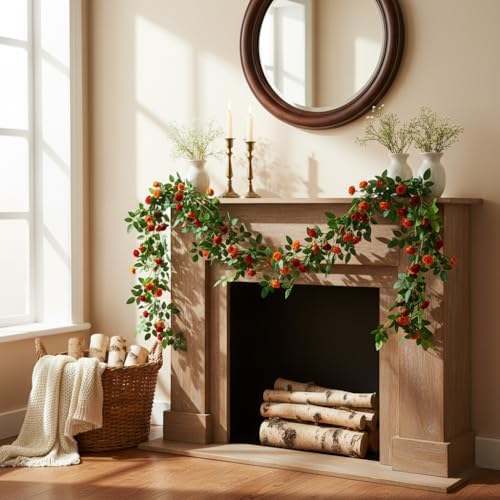 2PCS x 6FT Rose Garland Artificial Flower Vine for Home Decor, Orange - Image 6