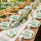 Funnymoom 250 Pcs Cheers to Love Sage Green Gold Eucalyptus Party Plates - Image 5