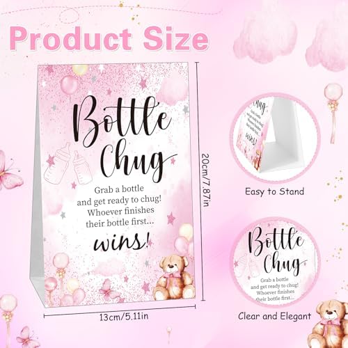 TrelaCo 20 Pcs Bottle Chug Game, Bear Baby Shower Favors, Transparent Pink - Image 2